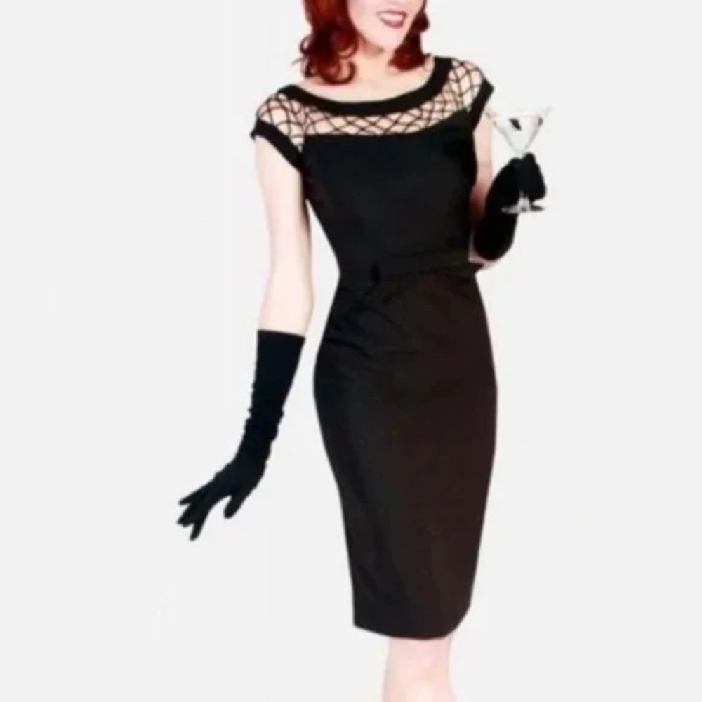 Tatyana Alina Elegant Black Dress with Mesh Detail Size S